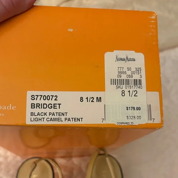 kate spade Beige and Black Peep-Toe Slingback Mules with Bow - Picture 5 of 6